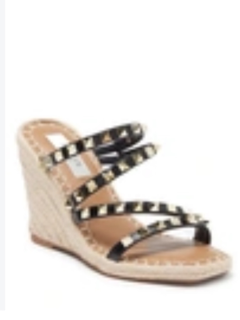 Steve Madden Keina Studded Wedge Sandal in Black and Cognac sz 8.5